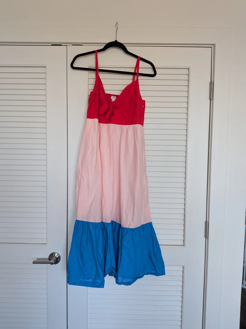 J. Crew Colorblock Midi Sundress in Red, Pink & Blue